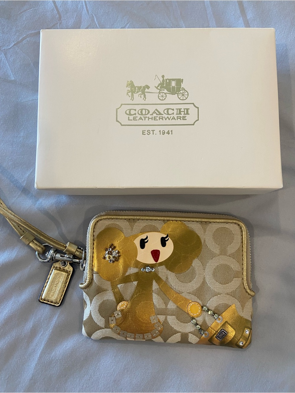 Coach x Poppy limited edition Goldy Signature Wristlet